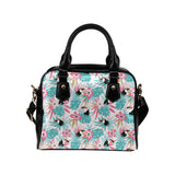 Toucan tropical flower leave pattern Shoulder Handbag