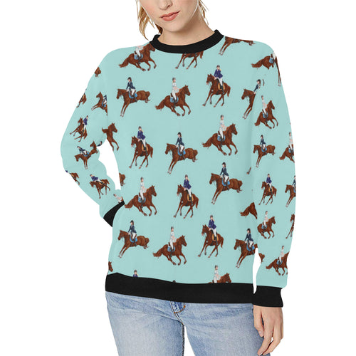 Horses running horses rider pattern Women's Crew Neck Sweatshirt