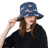 Cute sea lion seal christmas hat candy cane heart Unisex Bucket Hat