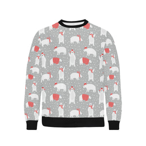 Cute polar bear christmas snow pattern Men's Crew Neck Sweatshirt