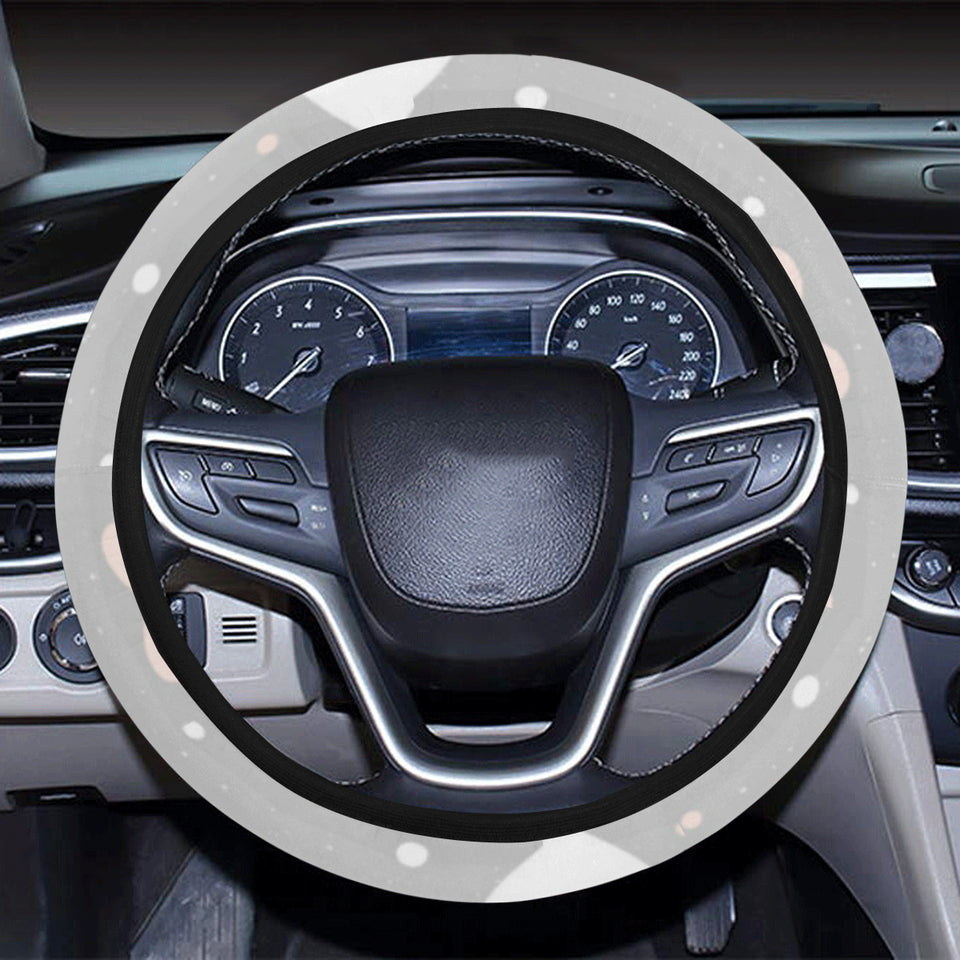 Heart pattern gray background Car Steering Wheel Cover