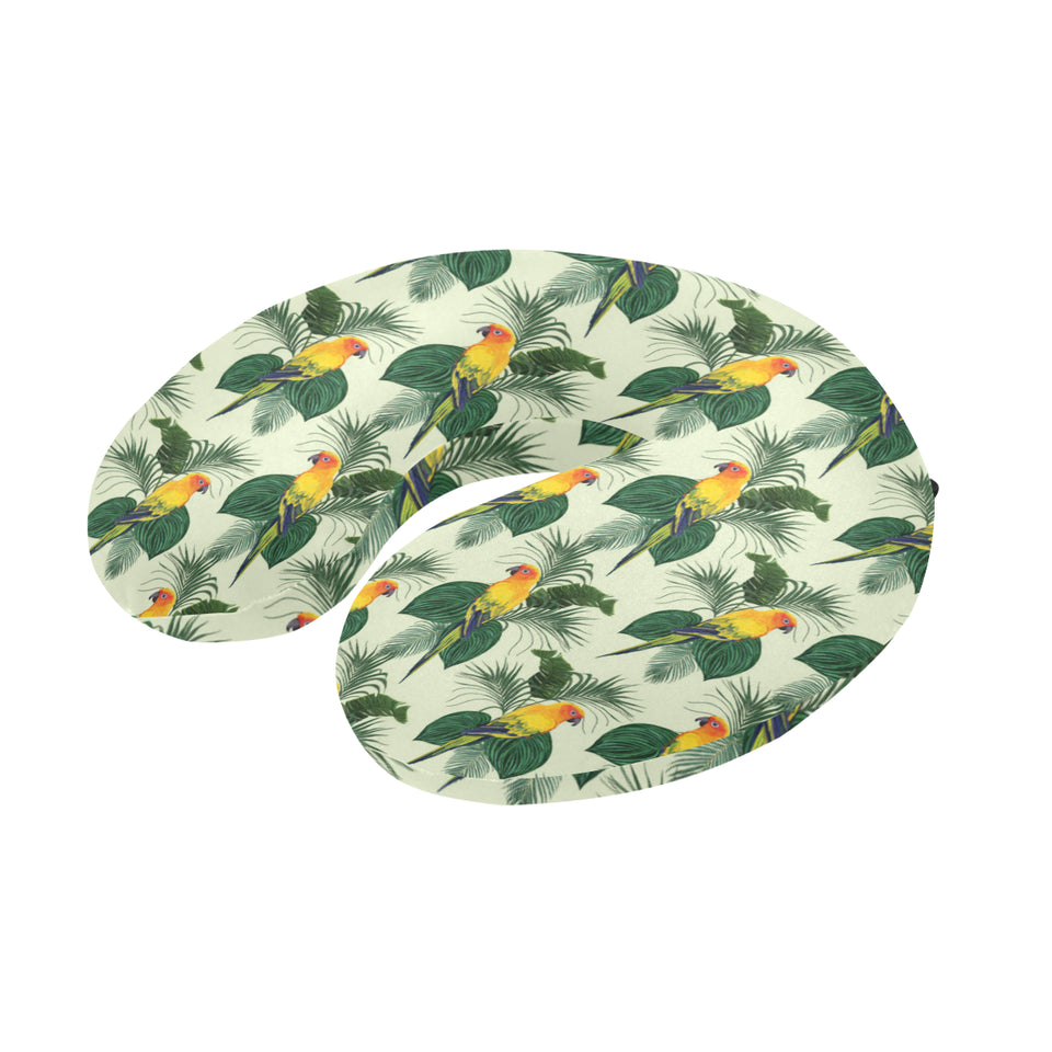 Beautiful parrot palm leaves pattern U-Shaped Travel Neck Pillow
