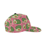 Avocado slices leaves pink back ground All Over Print Snapback Cap