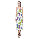Grape pattern V-Neck Open Fork Long Dress