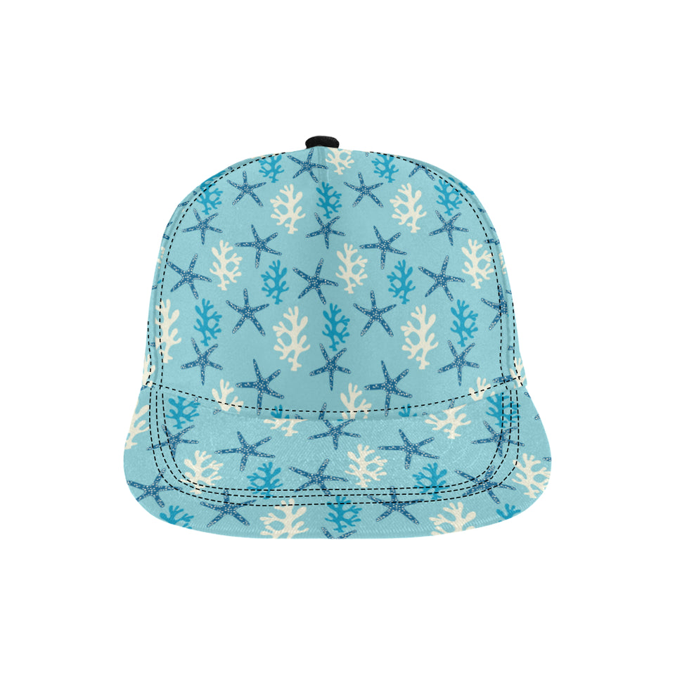 Blue starfish coral reef pattern All Over Print Snapback Cap