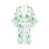 Durian pattern blue background Women's Short Kimono Robe