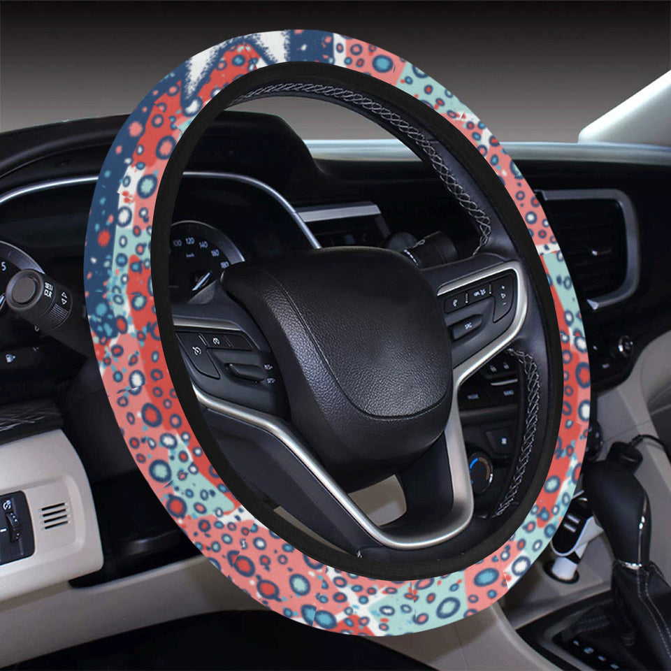 Hand drawn colorful starfish Car Steering Wheel Cover