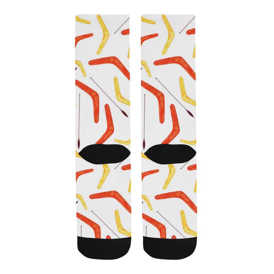 Waterclor boomerang Australian aboriginal ornament Crew Socks