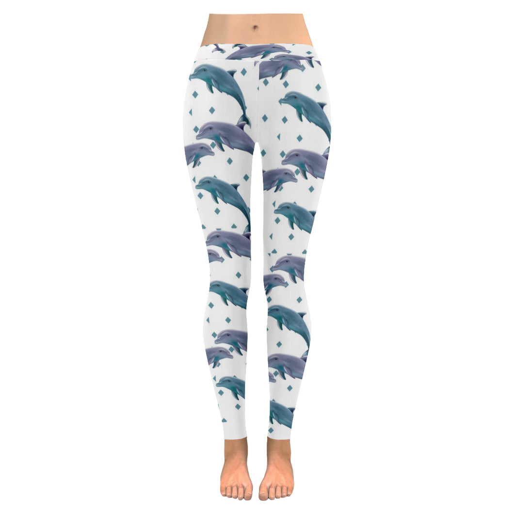 Dolphins pattern dotted background Women's Legging Fulfilled In US