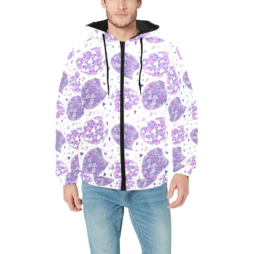 Hedgehog Pattern Print Design 05 Men's Padded Hooded Jacket