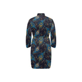Beautiful peacock feather pattern Men's Long Sleeve Belted Night Robe