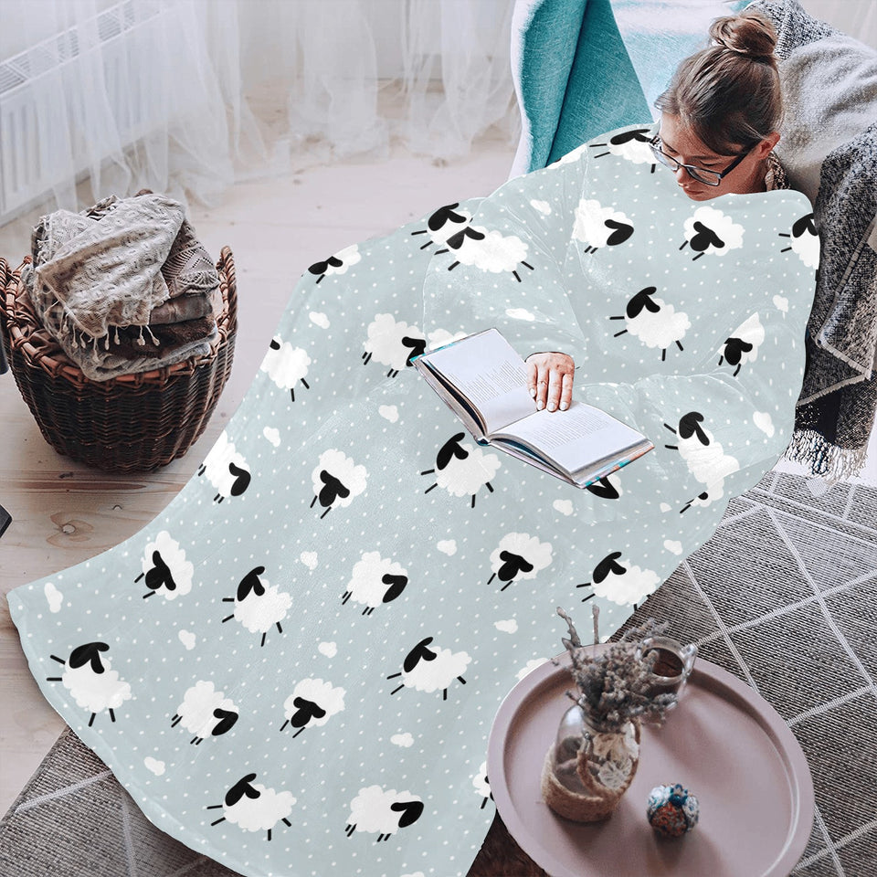 Sheep polka dot cloud pattern Blanket Robe with Sleeves