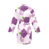 Cute Grape pattern Women's Long Sleeve Belted Night Robe