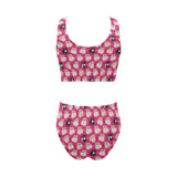 Guinea Pig Pattern Print Design 01 Chest Bowknot High Waisted Bikini Swimsuit