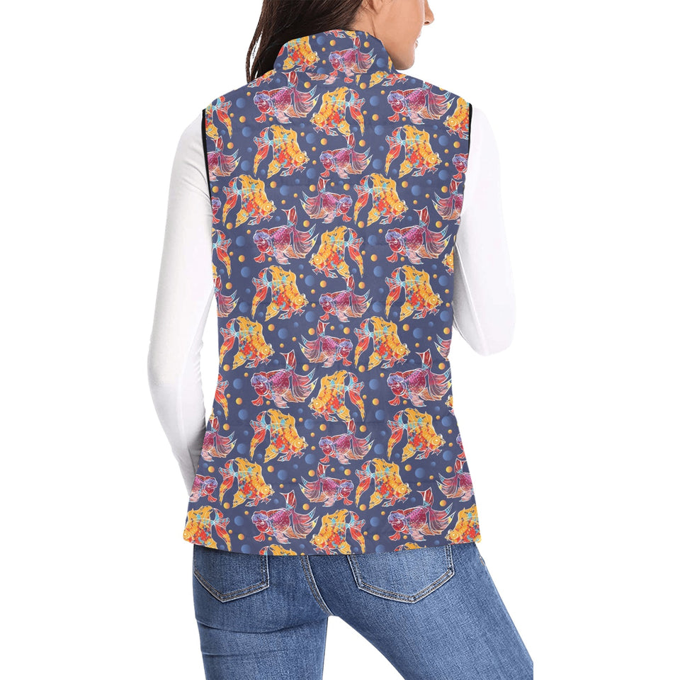 Goldfish Pattern Print Design 05 Women's Padded Vest