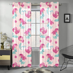 Cute little mermaid pattern Gauze Curtain
