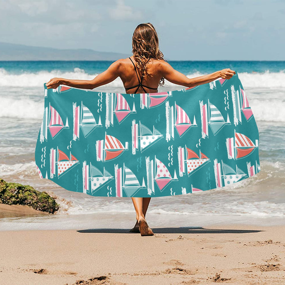 Cute sailboat pattern Beach Towel