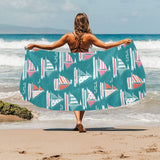 Cute sailboat pattern Beach Towel