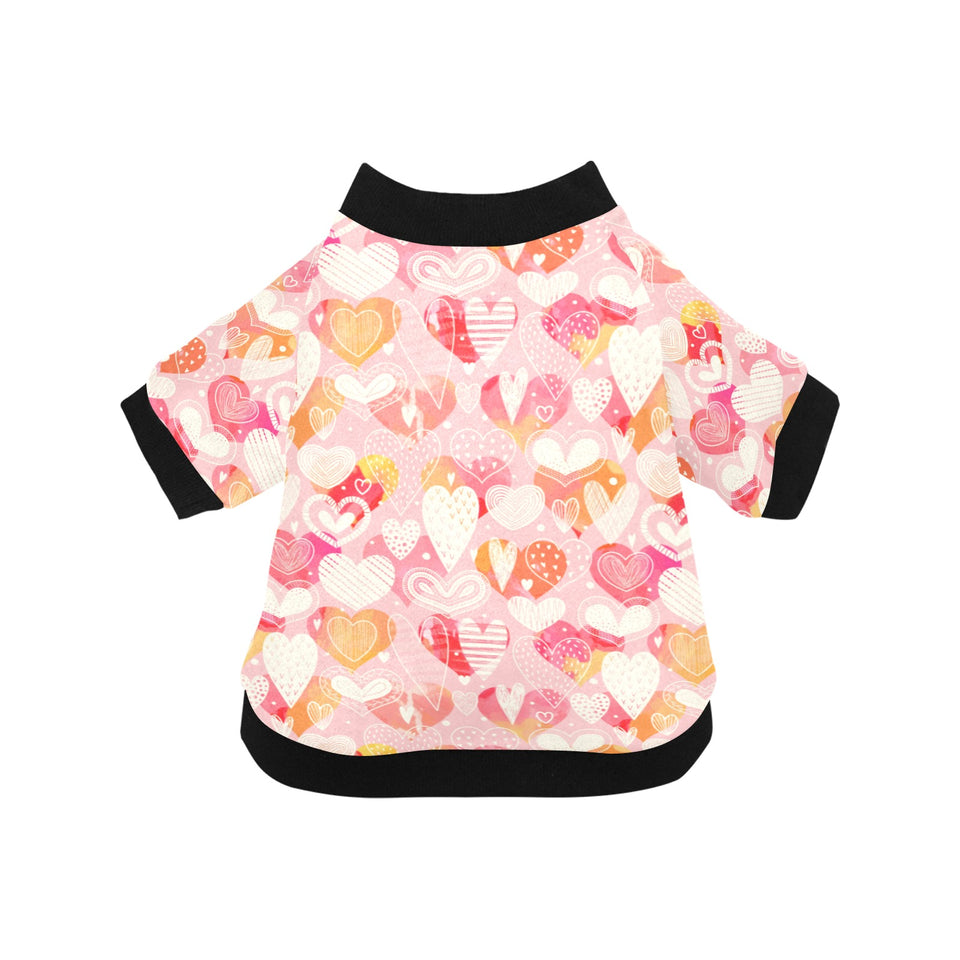Hand drawn heart design pattern All Over Print Pet Dog Round Neck Fuzzy Shirt