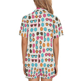 Sun Glasses Pattern Print Design 03 Women's V-Neck Short Pajama Set
