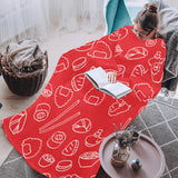 sushi pattern red background Blanket Robe with Sleeves