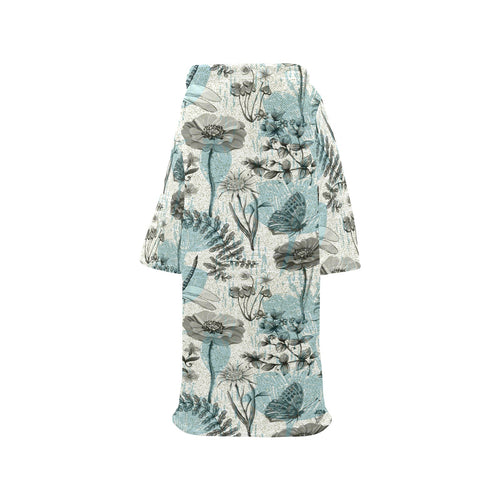 Dragonfly Butterfly Plants insect flower vintage s Blanket Robe with Sleeves