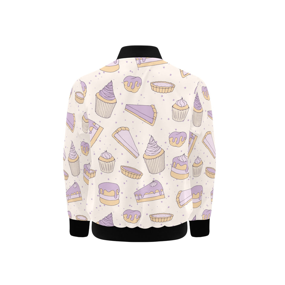 Cakes pies tarts muffins and eclairs purple bluebe Kids' Boys' Girls' Bomber Jacket