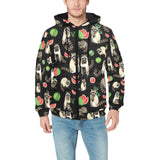 Raccoon watermelon pattern Men's Padded Hooded Jacket