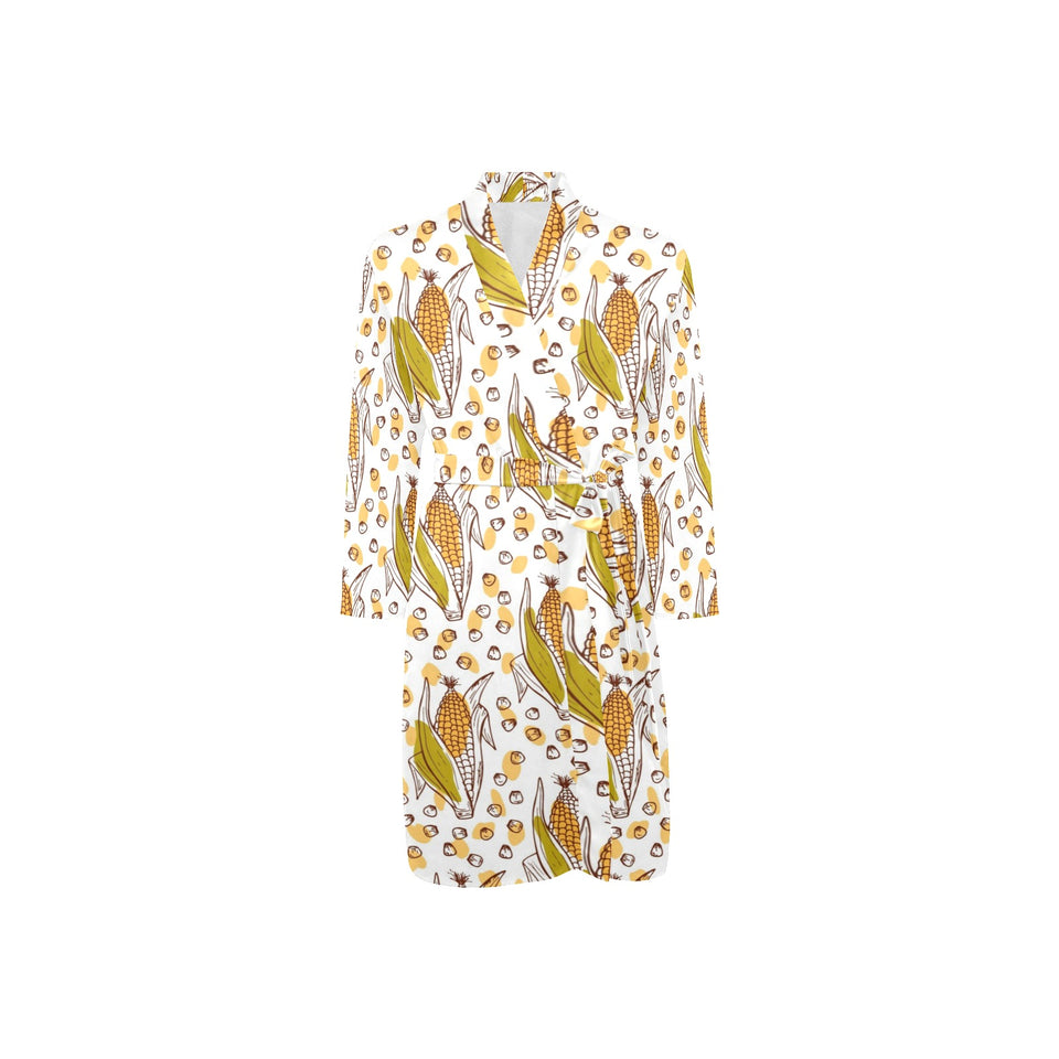 Corn Pattern Print Design 02 Men's Long Sleeve Belted Night Robe