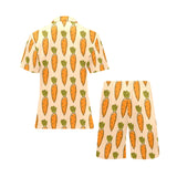 Carrot Pattern Print Design 04 Men's V-Neck Short Pajama Set