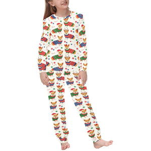 Corgi Christmas Pattern Kids' Boys' Girls' All Over Print Pajama Set