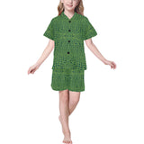 Crocodile Skin Printed Kids' Boys' Girls' V-Neck Short Pajama Set