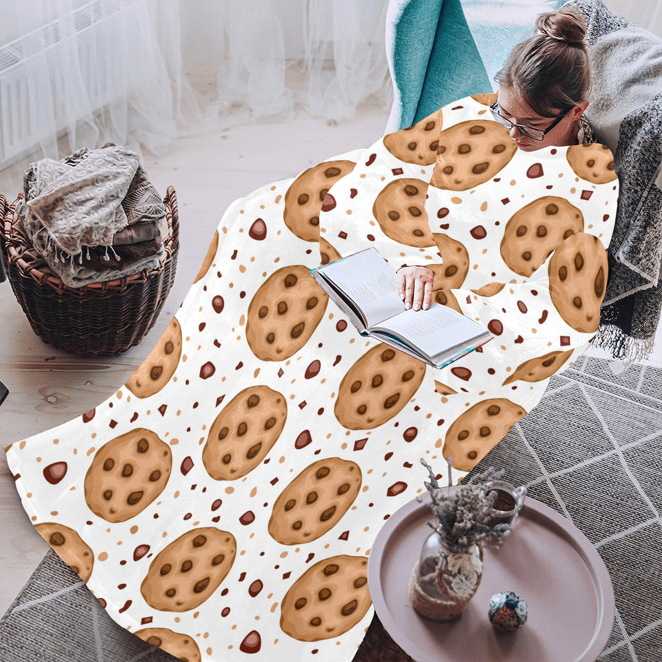 chocolate chip cookie pattern Blanket Robe with Sleeves