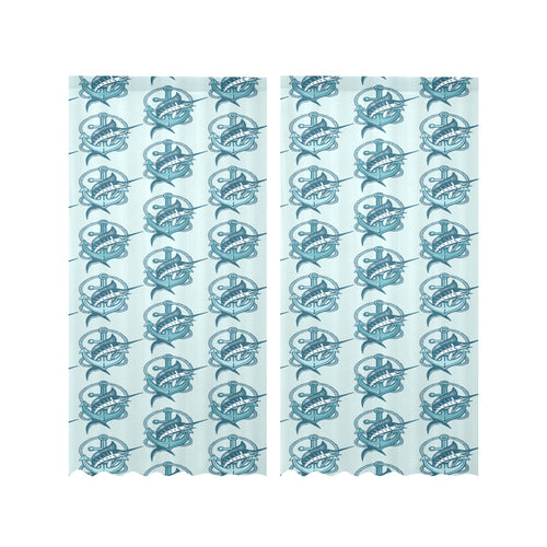 Swordfish Pattern Print Design 05 Gauze Curtain