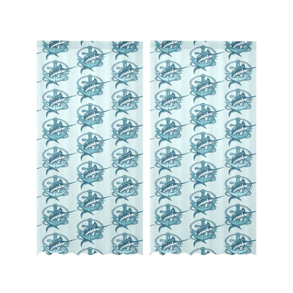 Swordfish Pattern Print Design 05 Gauze Curtain