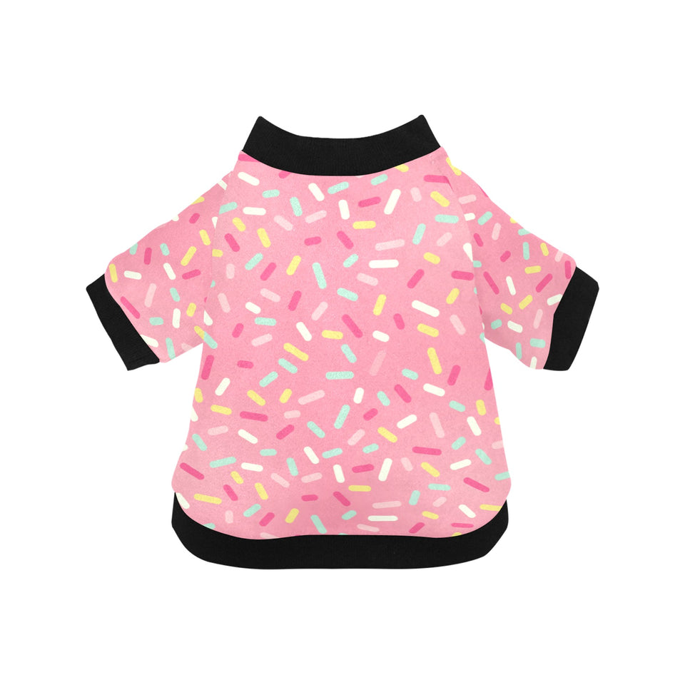 Pink donut glaze candy pattern All Over Print Pet Dog Round Neck Fuzzy Shirt