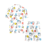 Siberian husky and colorful circle pattern Men's V-Neck Short Pajama Set