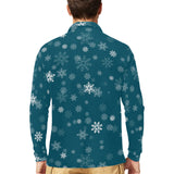 Snowflake pattern dark background Men's Long Sleeve Polo Shirt