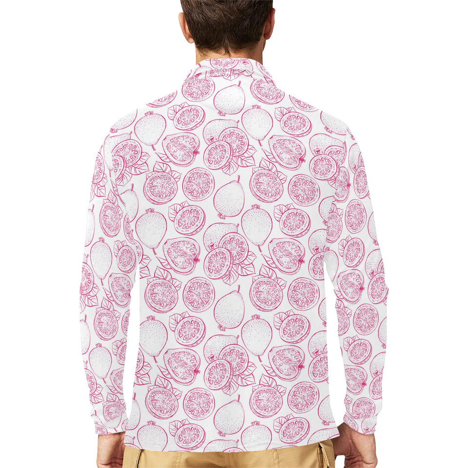 Sketch guava pattern Men's Long Sleeve Polo Shirt