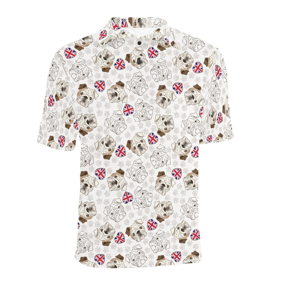 English Bulldog Pattern Print Design 01 Men's All Over Print Polo Shirt