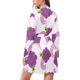 Cute Grape pattern Women's Long Sleeve Belted Night Robe