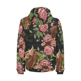 Horse head wild roses pattern Men's Padded Hooded Jacket