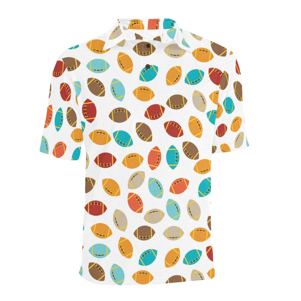 Colorful american football ball pattern Men's All Over Print Polo Shirt