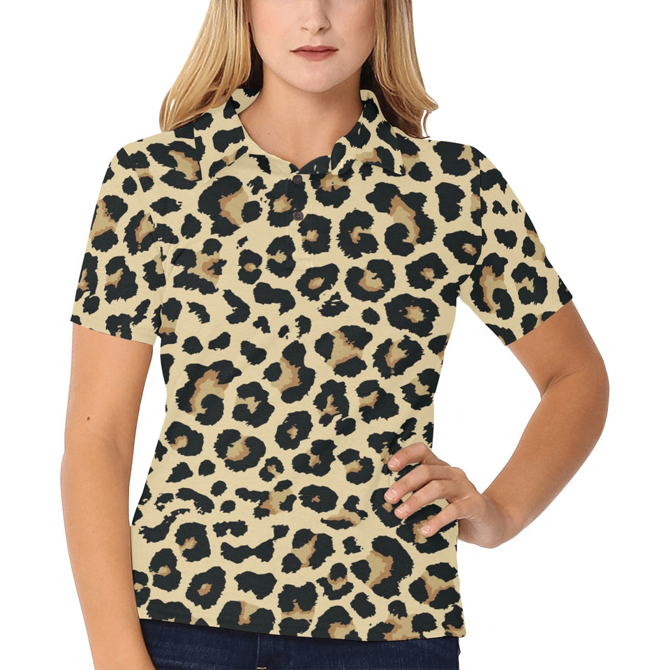 Leopard print design pattern Women's All Over Print Polo Shirt