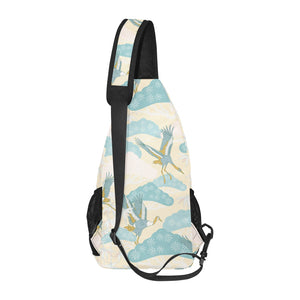 Bonsai bamboo stork japanese pattern cream theme All Over Print Chest Bag