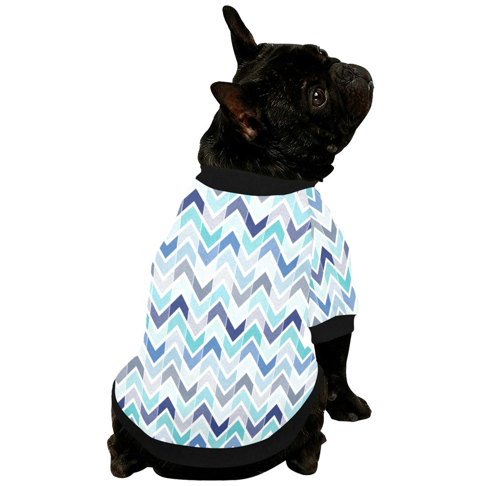 zigzag  chevron blue pattern All Over Print Pet Dog Round Neck Fuzzy Shirt