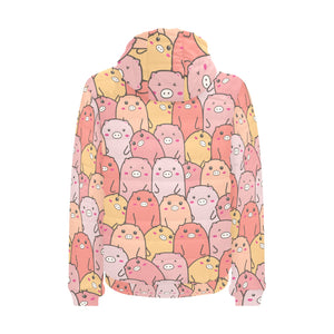 Pig Pattern Print Design 04 Men's Padded Hooded Jacket