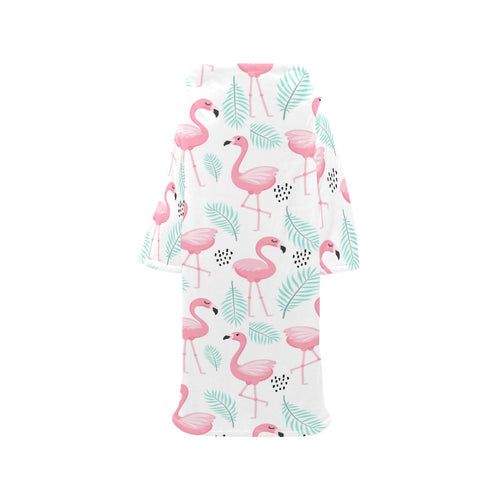 Cute flamingo pattern Blanket Robe with Sleeves