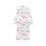 Cute flamingo pattern Blanket Robe with Sleeves