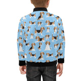 Beagle dog blue background pattern Kids' Boys' Girls' Bomber Jacket
